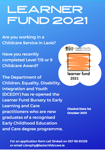 ***Learner Fund Bursary Is Now OPEN*** - Laois County Childcare Committee